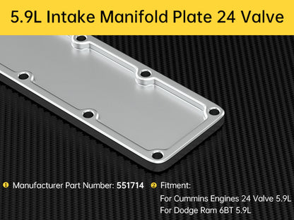Motori diesel Cummins 24 valvole 5,9 l collettore di aspirazione piastra plenum 24V 551714