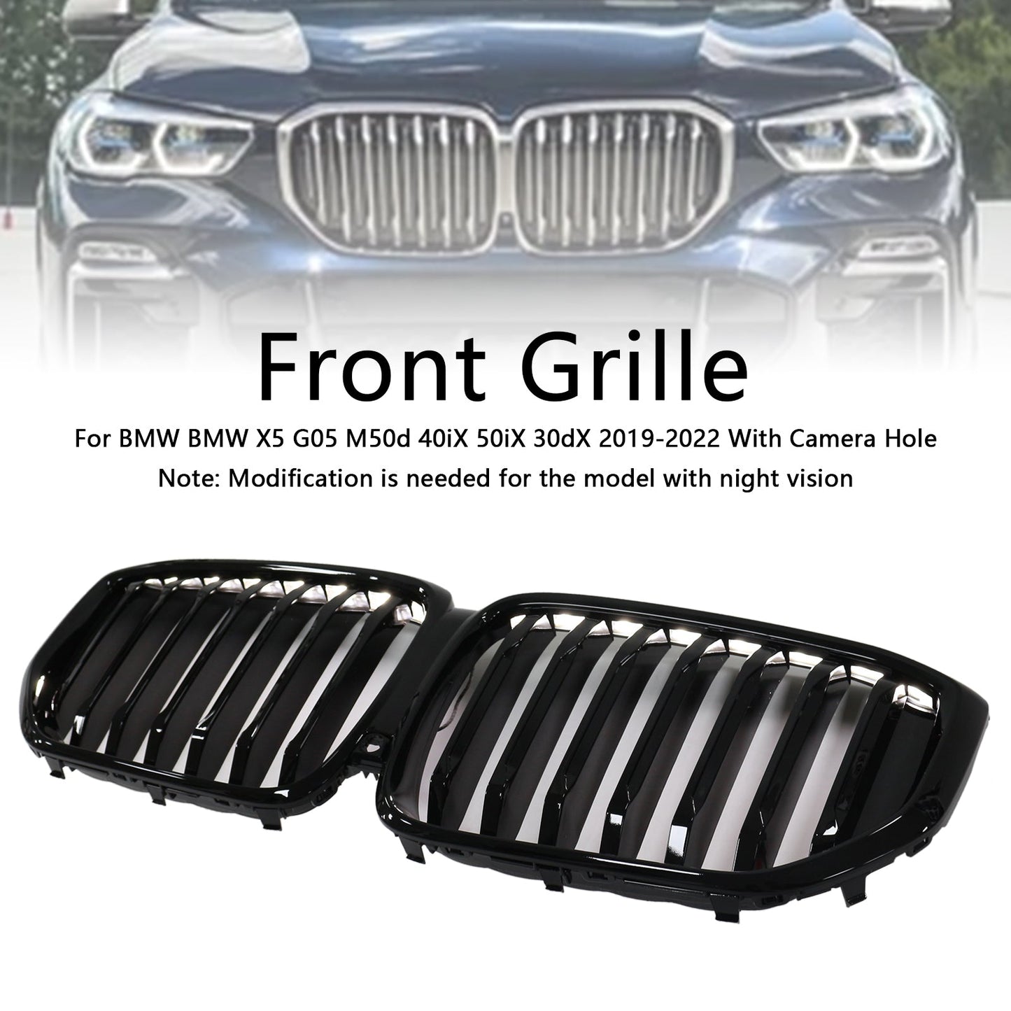 Griglia anteriore a rene nera lucida BMW X5 G05 M-Performance 2019-2022 51137454887