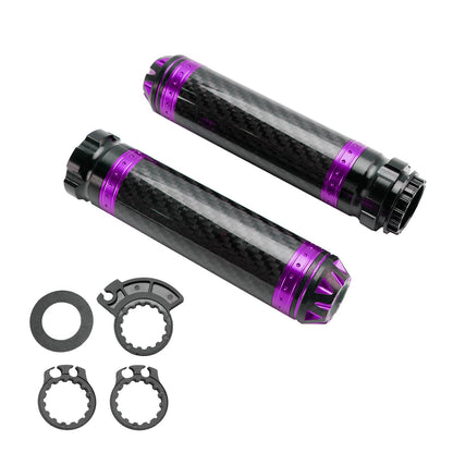 Manopole per manubrio moto da 7/8""/22 mm in carbonio, universali, verdi, per moto, argento