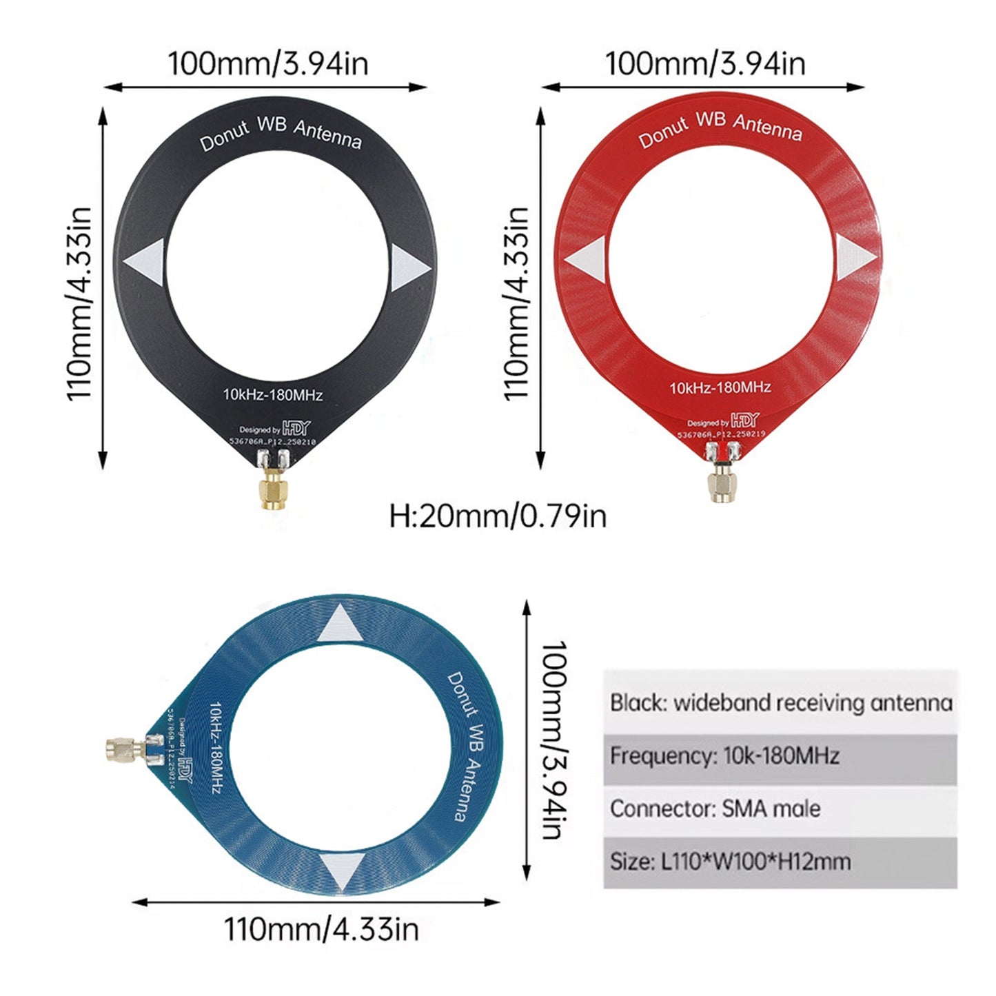 Antenna ad anello a ciambella con copertura a banda completa da 10 kHz a 180 MHz per onde corte/onde medie SDR