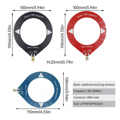 Antenna ad anello a ciambella con copertura a banda completa da 10 kHz a 180 MHz per onde corte/onde medie SDR