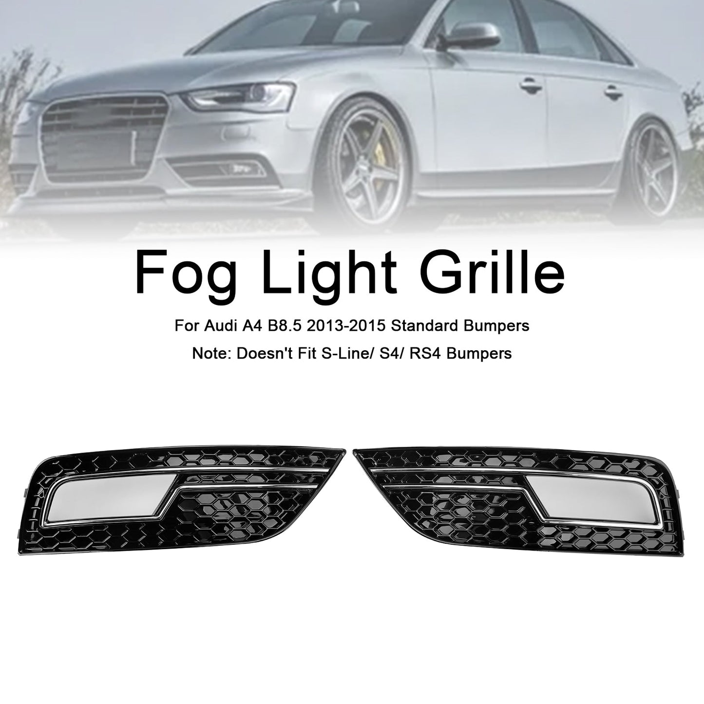 Griglia di copertura fendinebbia cromata Audi A4 B8.5 2013-2015, paraurti standard