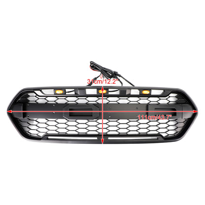 Matte Black Front Bumper Grille per Ford Transit Custom Trail 2018-2023 W/ 3LED