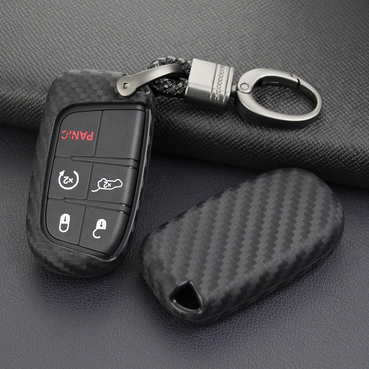 Custodia in similpelle e silicone per chiave auto con fibbia per Jeep