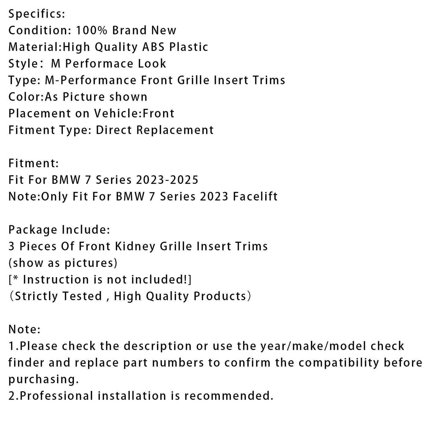 Clip per inserti griglia anteriore a doppio rene in ABS tricolore BMW Serie 7 2023-2025