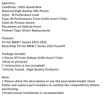 Clip per inserti griglia anteriore a doppio rene in ABS tricolore BMW Serie 7 2023-2025