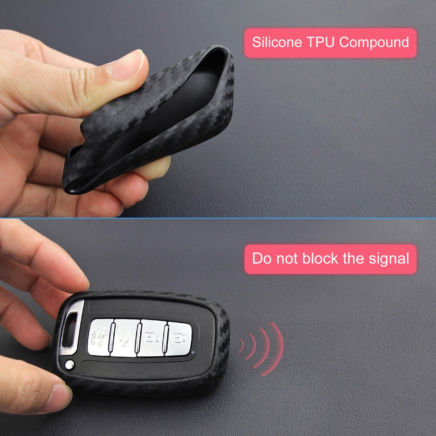 Custodia in pelle e silicone per chiave auto con fibbia per Hyundai e Smart (vecchie e vecchie)