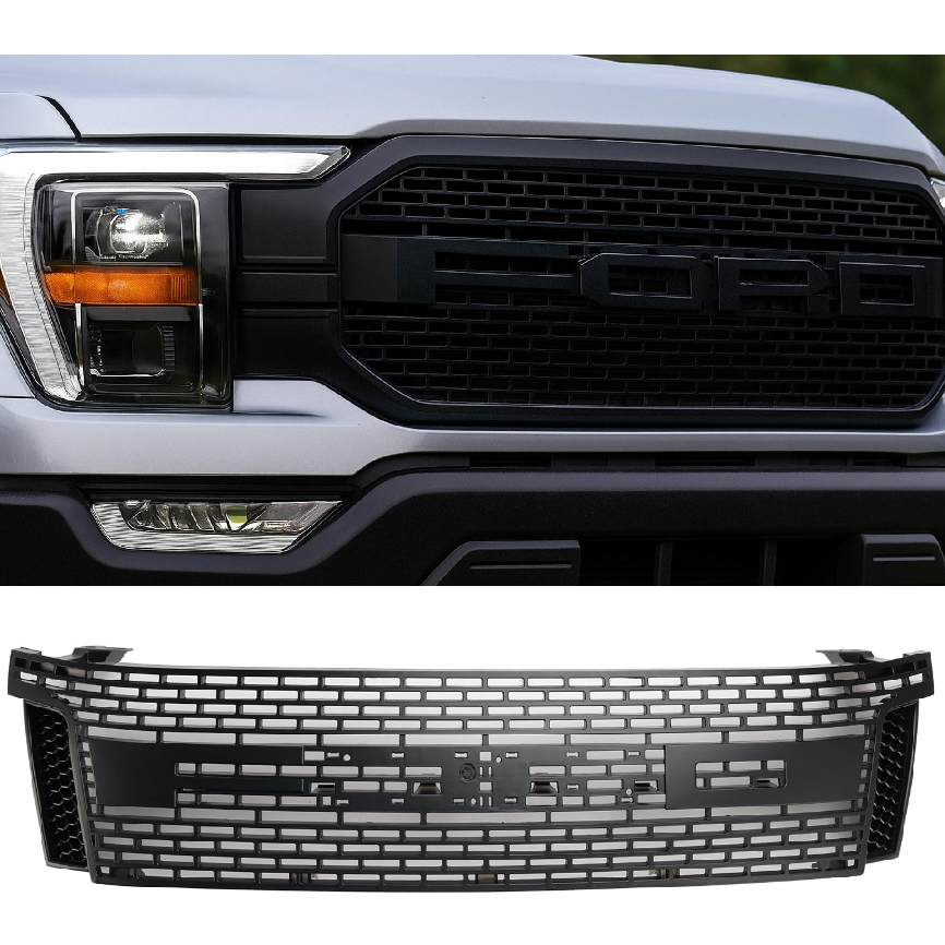 Per Ford Ranger T6 2012-2014 Griglia paraurti anteriore nera opaca(con/senza luci LED)
