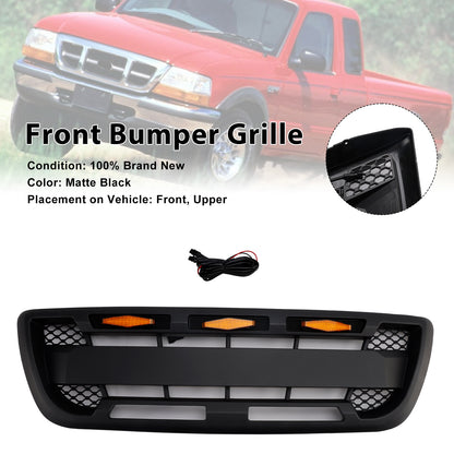 Griglia paraurti anteriore nera opaca Ford Ranger 1998-2000 con luce a LED