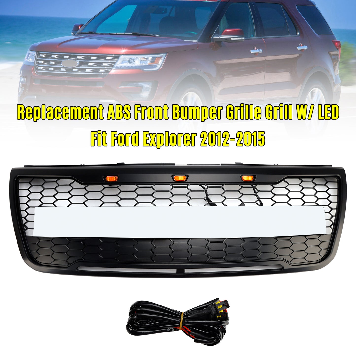 Griglia paraurti anteriore superiore grigia Ford Explorer 2012-2015 con luci