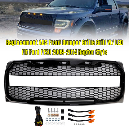 Griglia paraurti anteriore stile Raptor nero lucido adatta per Ford F150 2009-2014