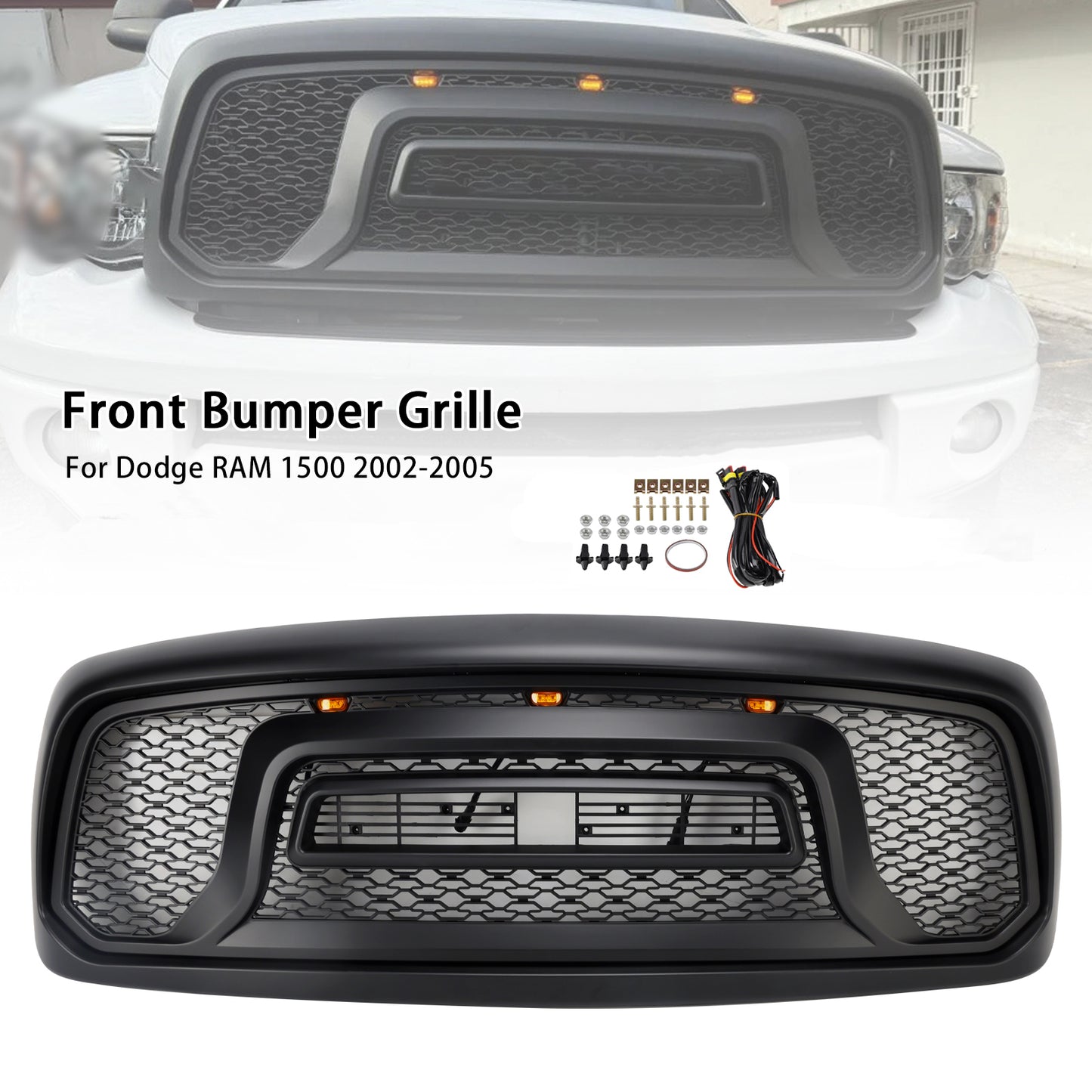 Griglia paraurti anteriore stile Rebel Dodge RAM 1500 2002-2005