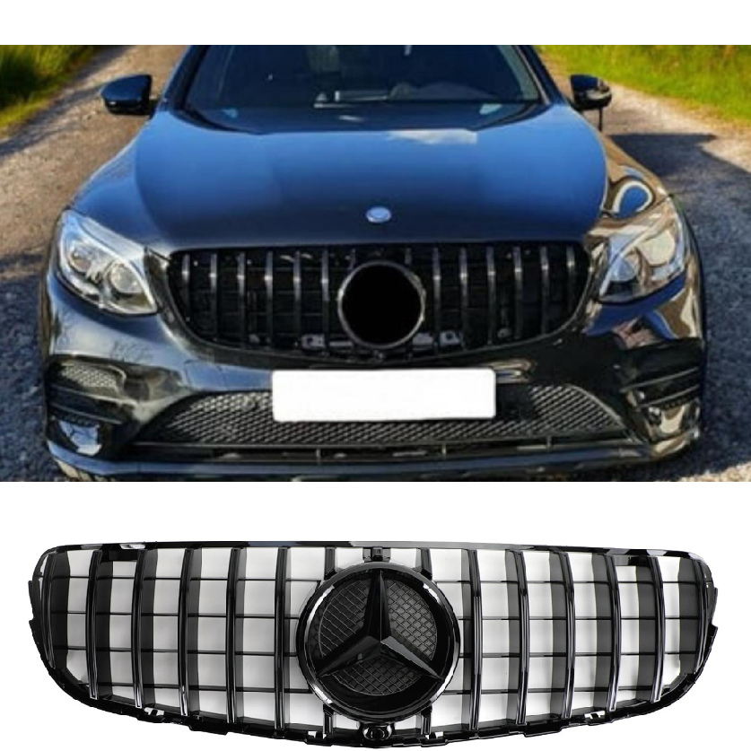 Per 2015-2019 Mercedes Benz GLC300 Griglia Paraurti Anteriore Griglia Nero Lucido