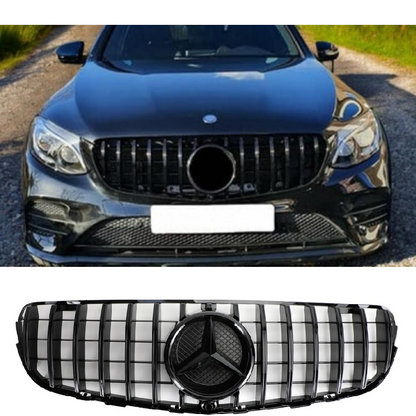 Per 2015-2019 Mercedes Benz GLC300 Griglia Paraurti Anteriore Griglia Nero Lucido