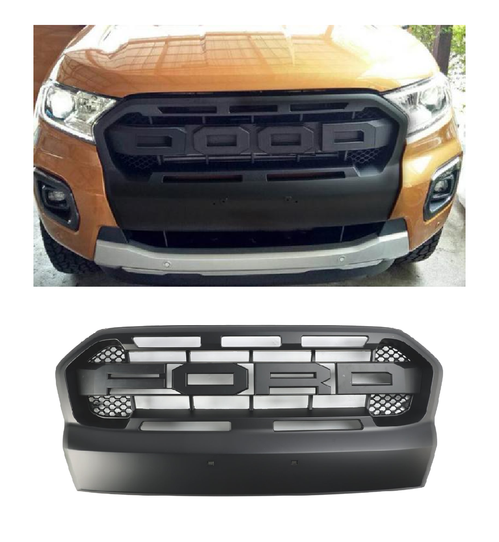 Nero Per 2015-2019 Ford Ranger T7 WILDTRAK Griglia paraurti anteriore stile Ranger Raptor opaco