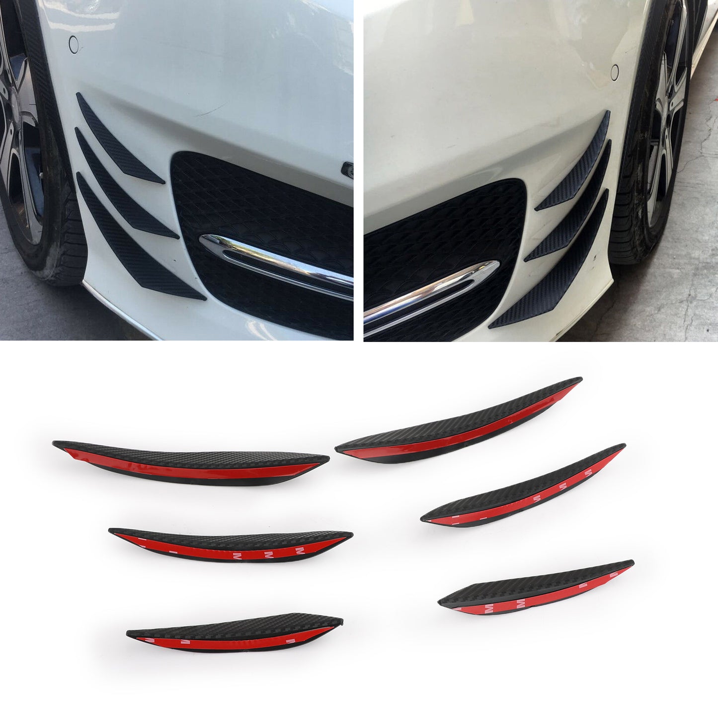 6pcs Universal Car/Auto Paraurti Anteriore Pinne Spoiler Canard Refit Generico