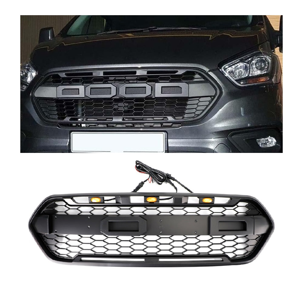 Grila per paraurti anteriore per Ford Transit Custom Trail 2018-2023 W/3LED Matte Black 2467234