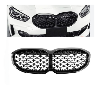 19-24 Per BMW Serie 1 F40 Griglia a rene anteriore Gloss Black Diamond ABS