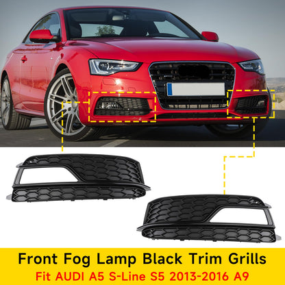 Pair Front Fog Lamp Black Trim Grills Grill Per AUDI A5 S-Line S5 2013-2016