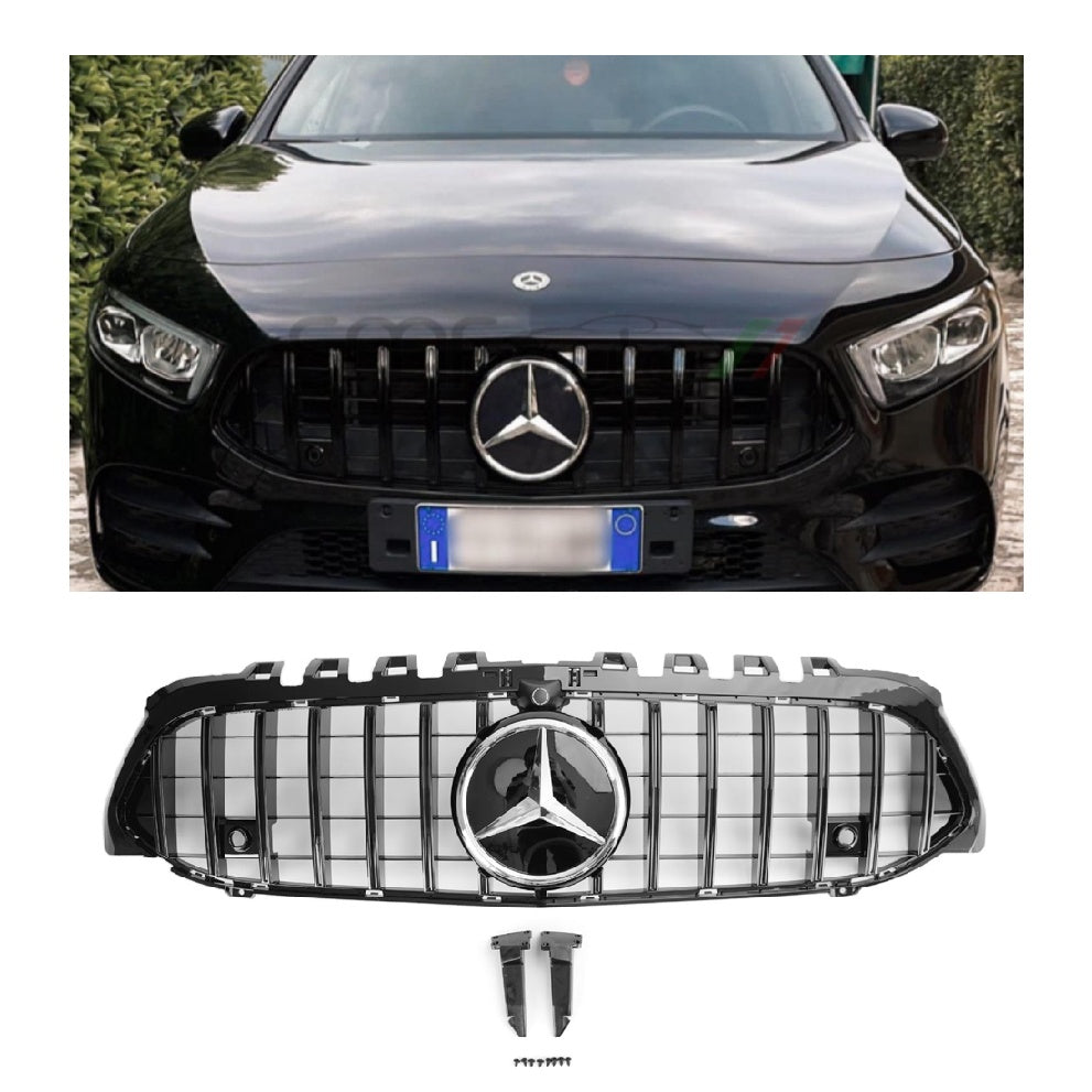 Griglia paraurti anteriore stile GT adatta per Mercedes Benz Classe A W177 2019-2023 nera
