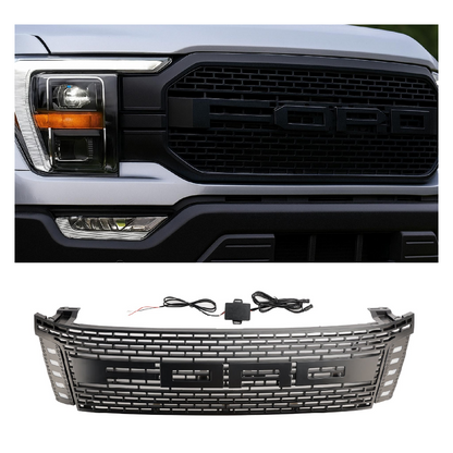 Griglia paraurti anteriore nera opaca Ford Ranger T6 2012-2014 con luce a LED