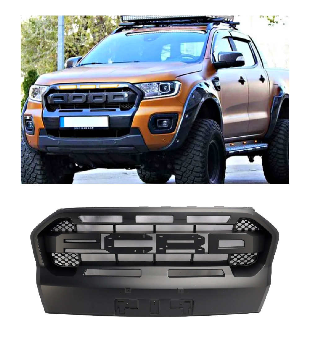 2019-2023 Ford Ranger T8 Ranger Raptor Style Griglia del paraurti anteriore Matt Nero