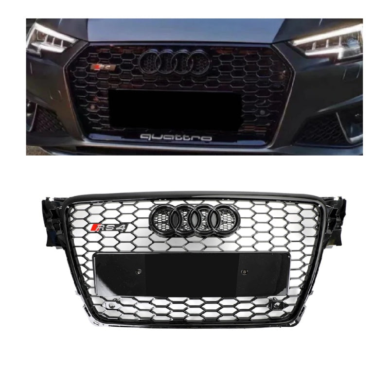 2009-2012 Audi A4/S4 B8 griglia a nido ape sportiva griglia esagonale stile RS4 sostituzione griglia nera generica