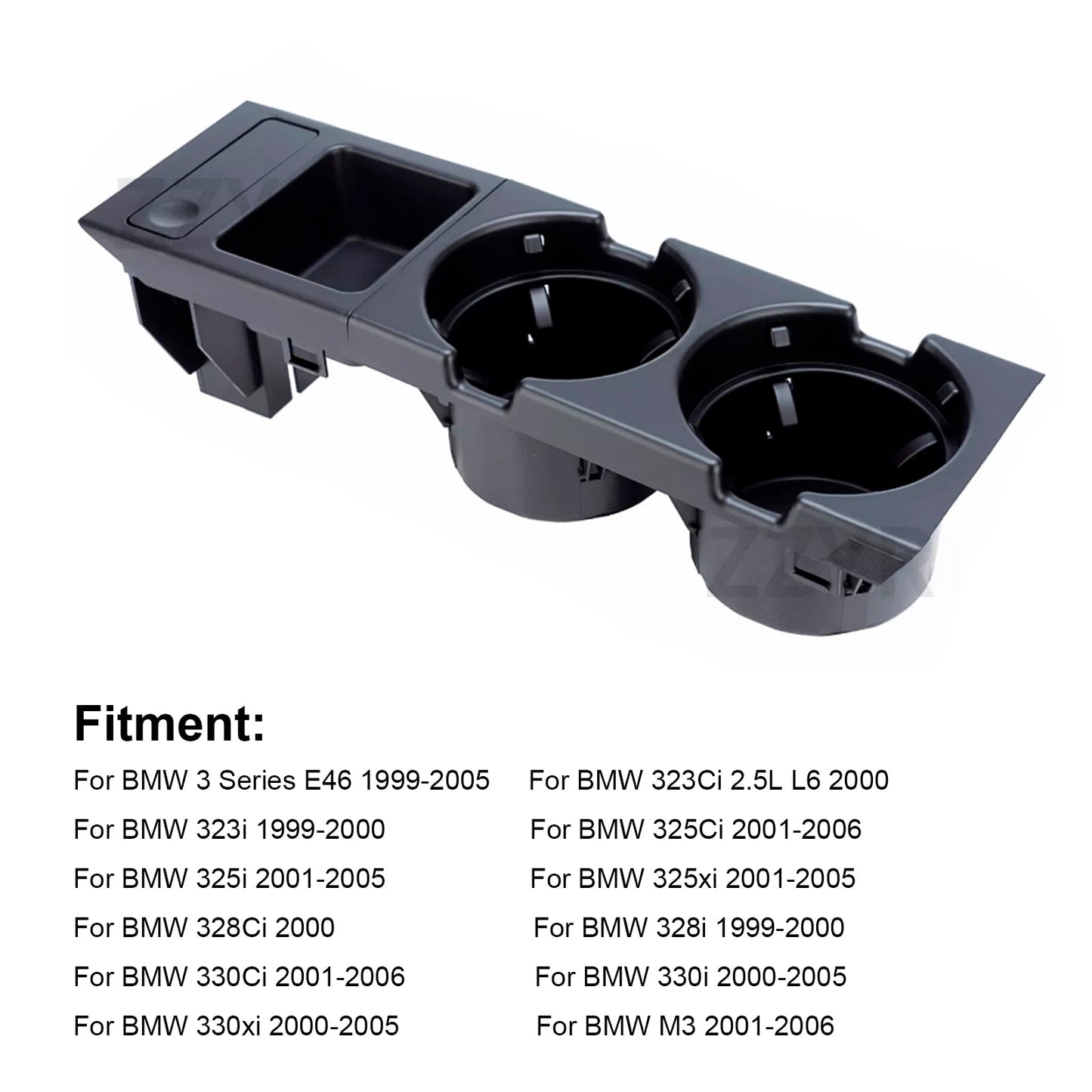 Portabicchieri e portamonete per console centrale anteriore nera 51168217953 per BMW E46