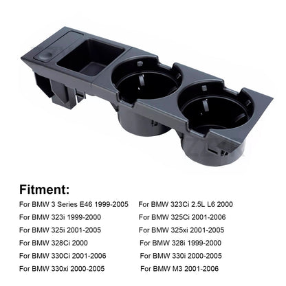 Portabicchieri e portamonete per console centrale anteriore nera 51168217953 per BMW E46