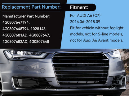 Audi A6 C7 2014-2018 2 pezzi griglia di copertura fendinebbia paraurti anteriore nera cromata
