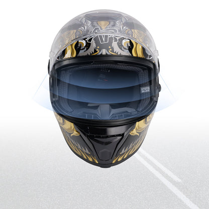 Casco da moto DOT per adulti Street Integrale Nero Oro