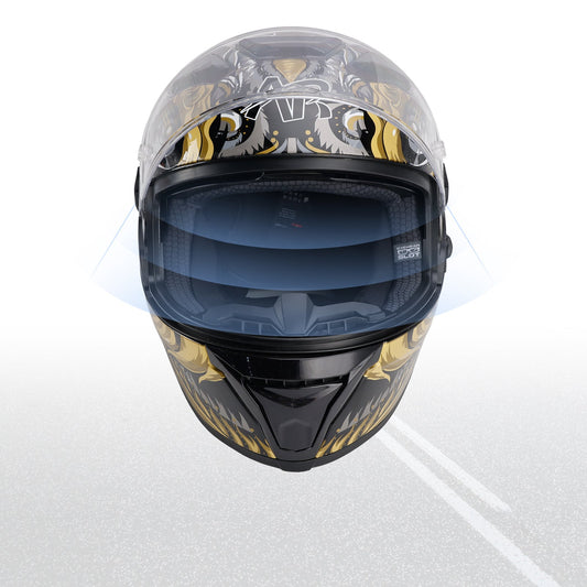 Casco da moto DOT per adulti Street Integrale Nero Oro