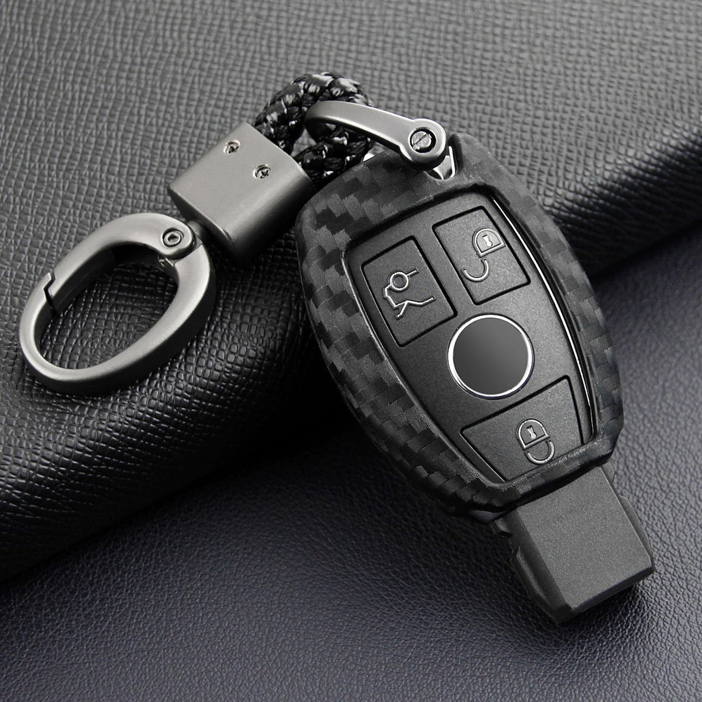 Custodia in silicone e pelle per chiave auto con fibbia per Mercedes-Benz
