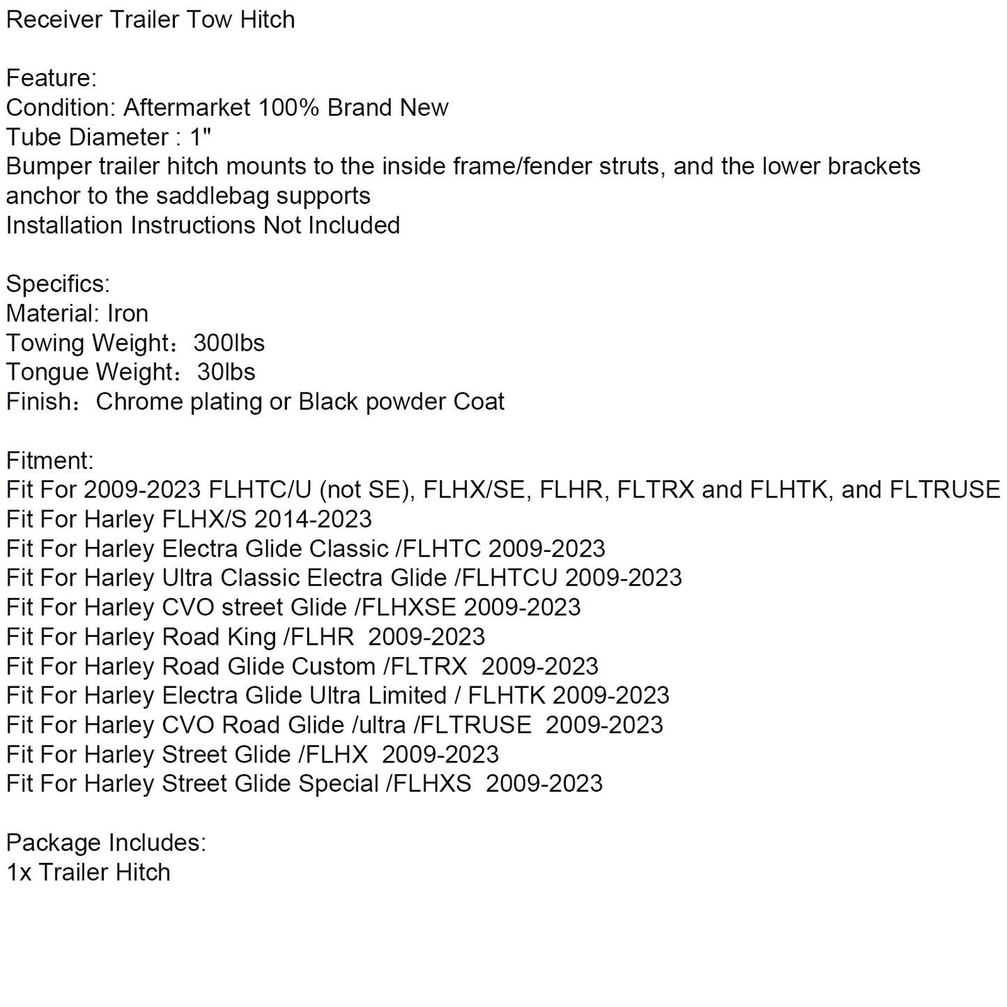 Gancio di traino per rimorchio adatto per Touring Electra Street Glide FLHX 2009-2023 argento