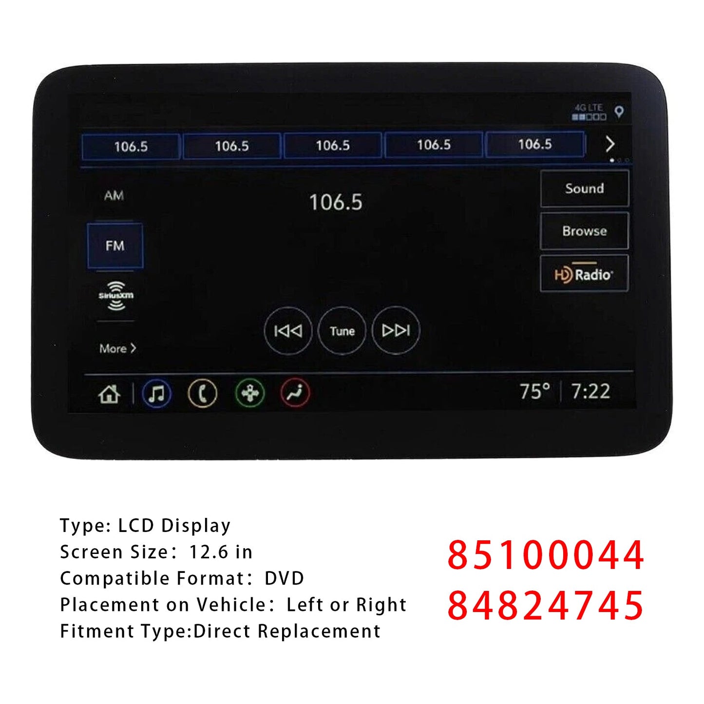 Display LCD Cadillac Escalade 2021-2024 85100044 84824745 DD126EA-01A