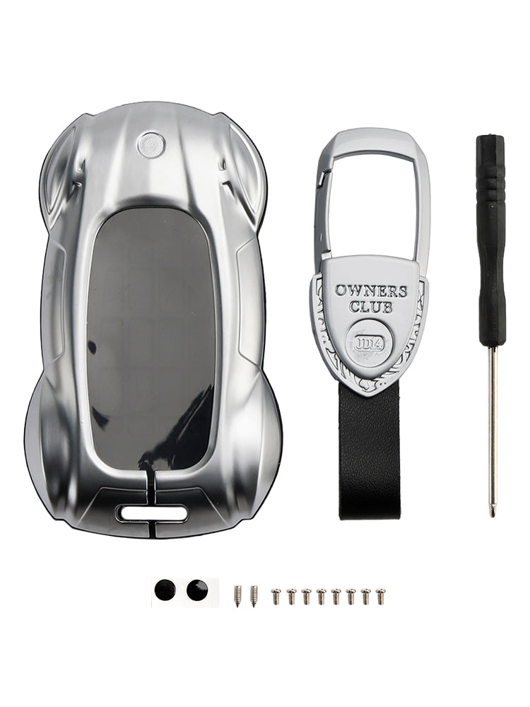 Custodia in lega di pelle e zinco per chiave auto argentata per Lexus ES260h/RX350h/LS500h