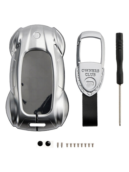 Custodia in lega di pelle e zinco per chiave auto argentata per Lexus ES260h/RX350h/LS500h