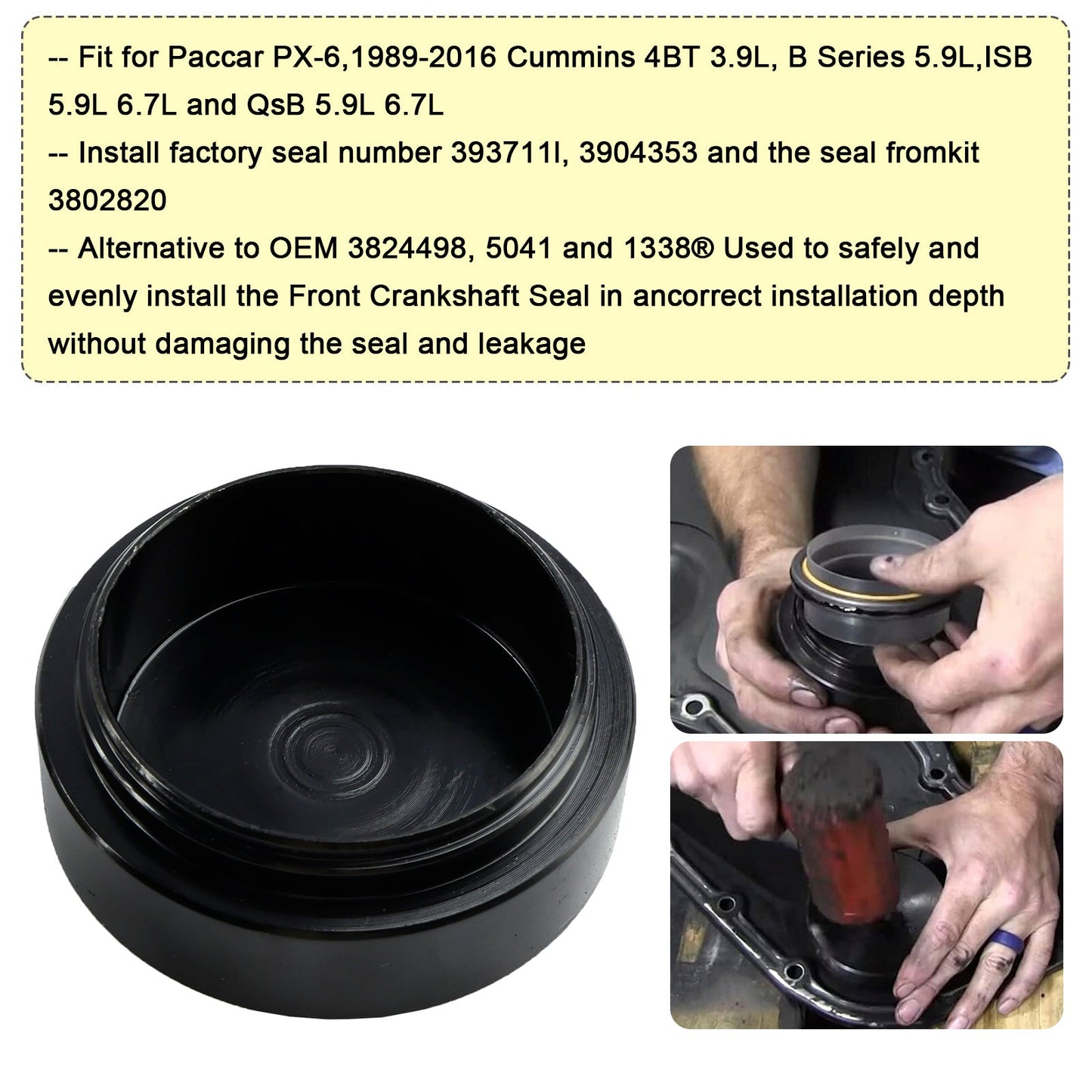 Strumento di rimozione e installazione del paraolio del'albero motore anteriore e posteriore Cummins 3.9L 5.9L 6.7L 1989-2016