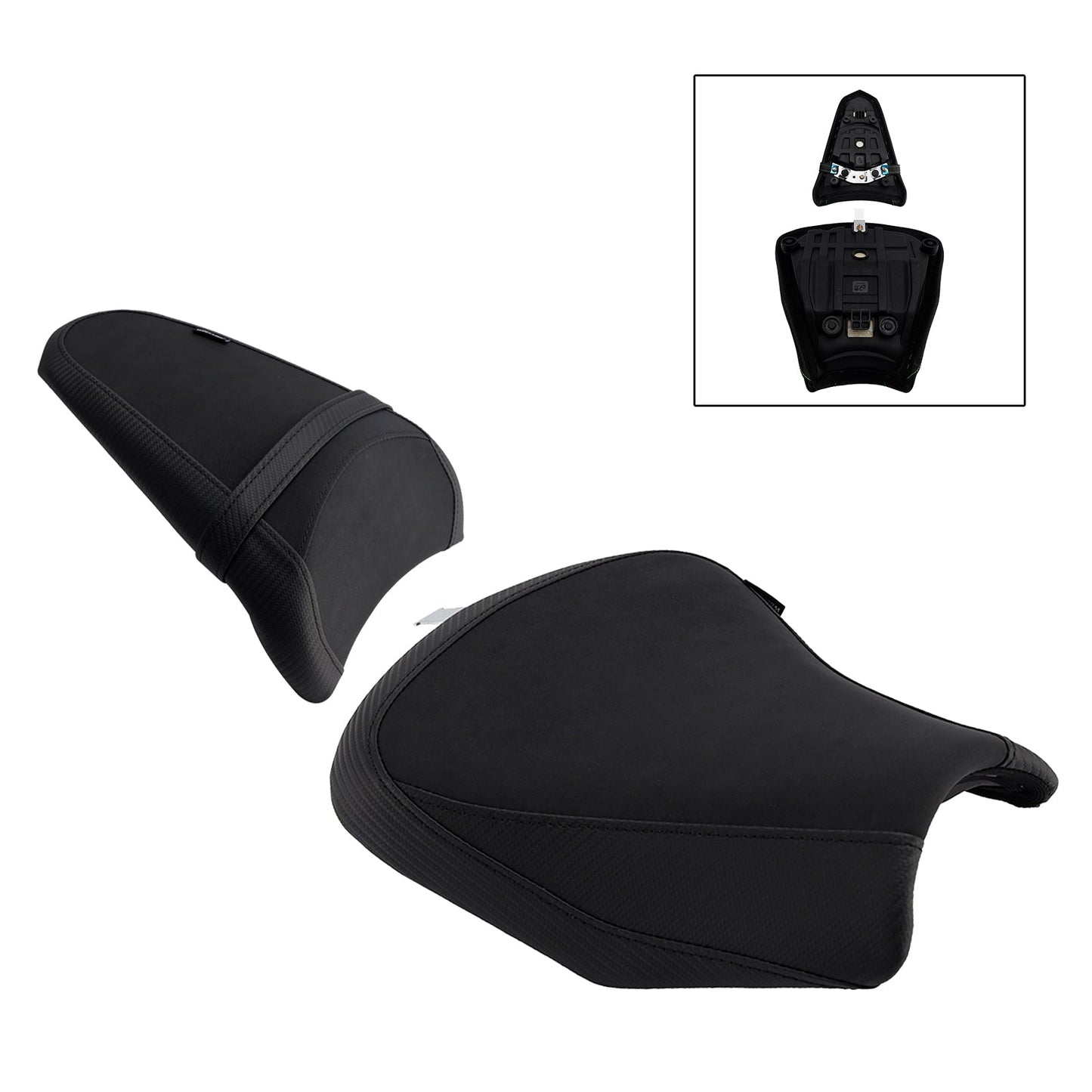 Kit cuscini passeggero anteriore e posteriore Raider neri per Kawasaki Ninja 650 Z650 2017-2025
