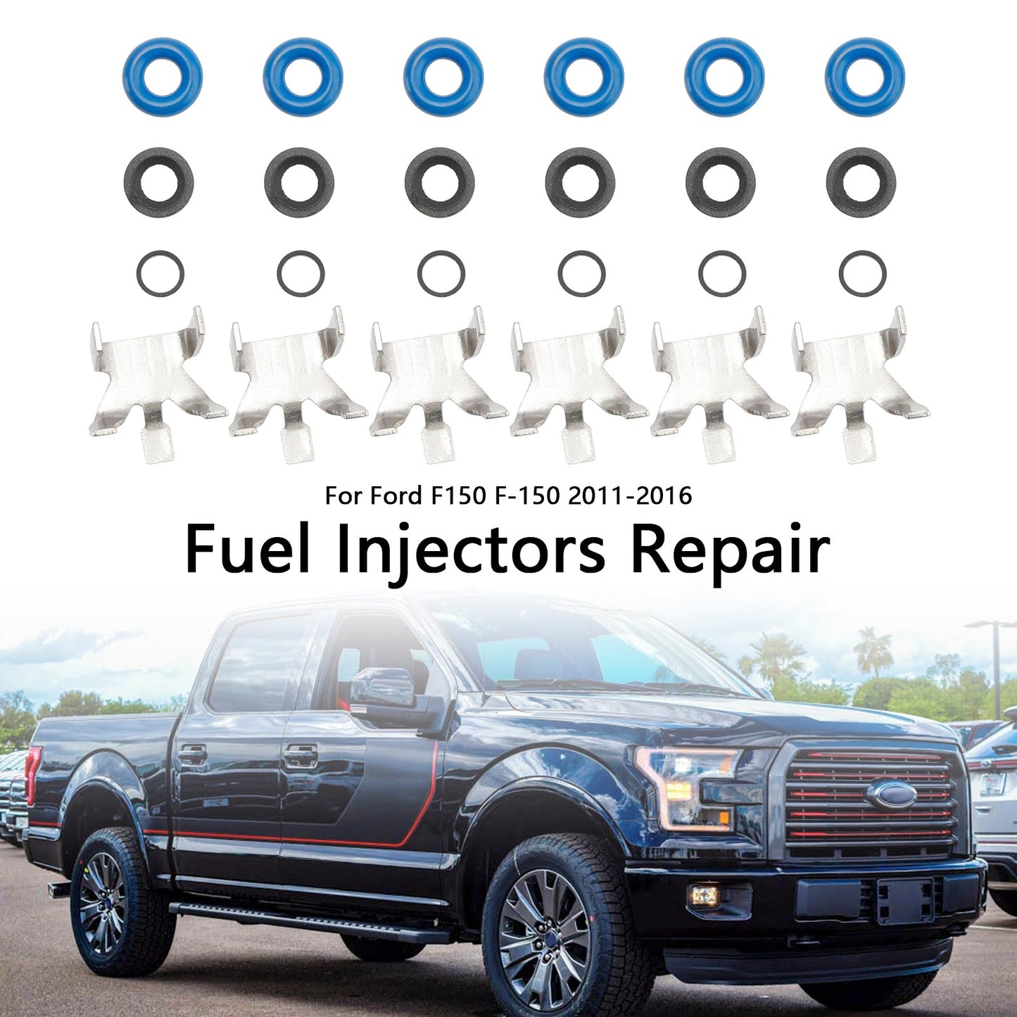 Kit di guarnizioni per riparazione iniettori carburante Ford F150 3.5L Turbo EcoBoost 6 pezzi 2011-2016