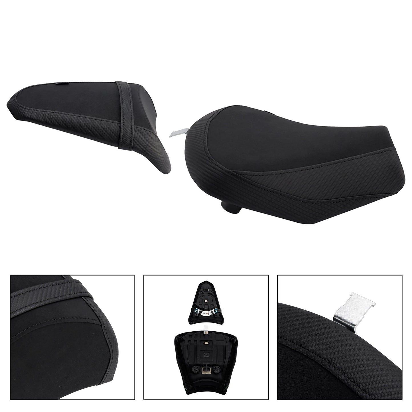 Kit cuscini passeggero anteriore e posteriore Raider neri per Kawasaki Ninja 650 Z650 2017-2025