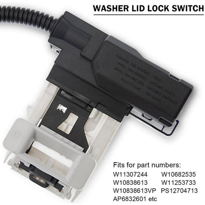 W11307244 W10682535 Gruppo di bloccaggio del coperchio della lavatrice e W10837741 Blocco del coperchio per Maytag