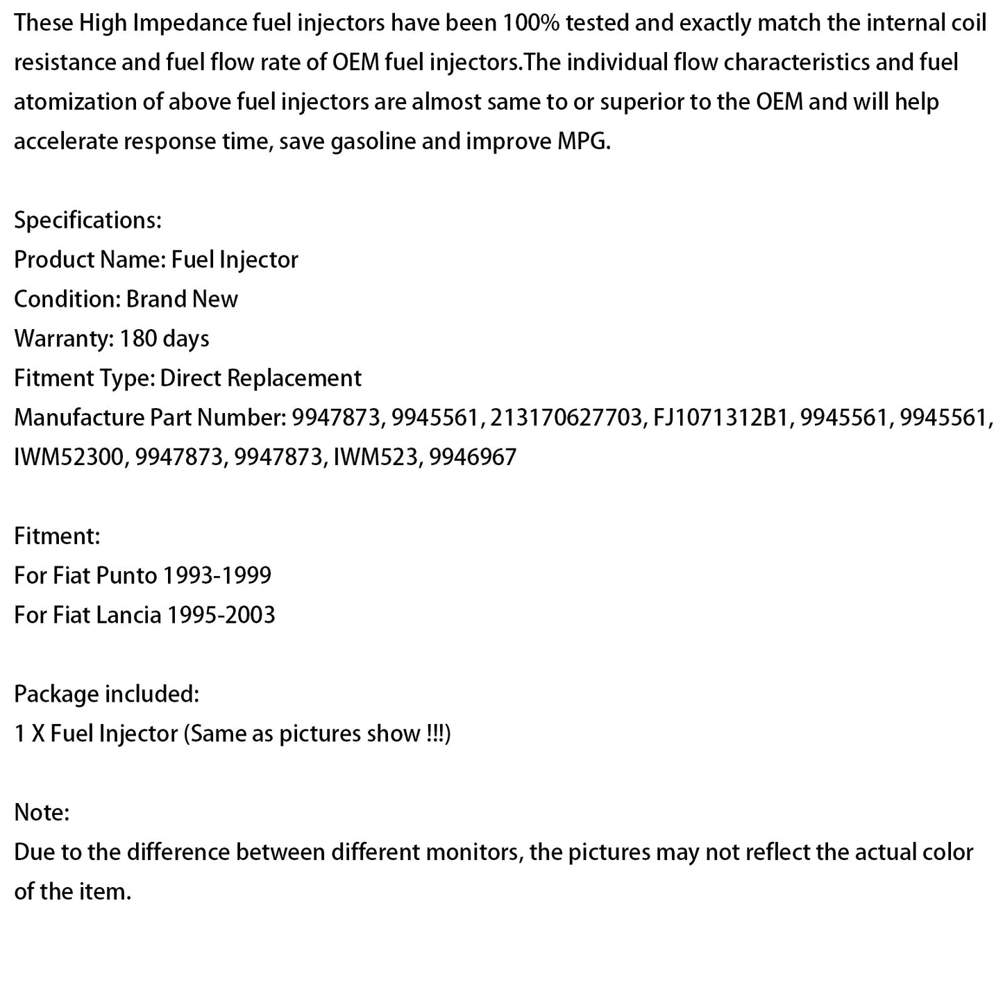 1 pz Iniettore carburante IWM52300 adatto per Fiat Punto e Lancia 9947873