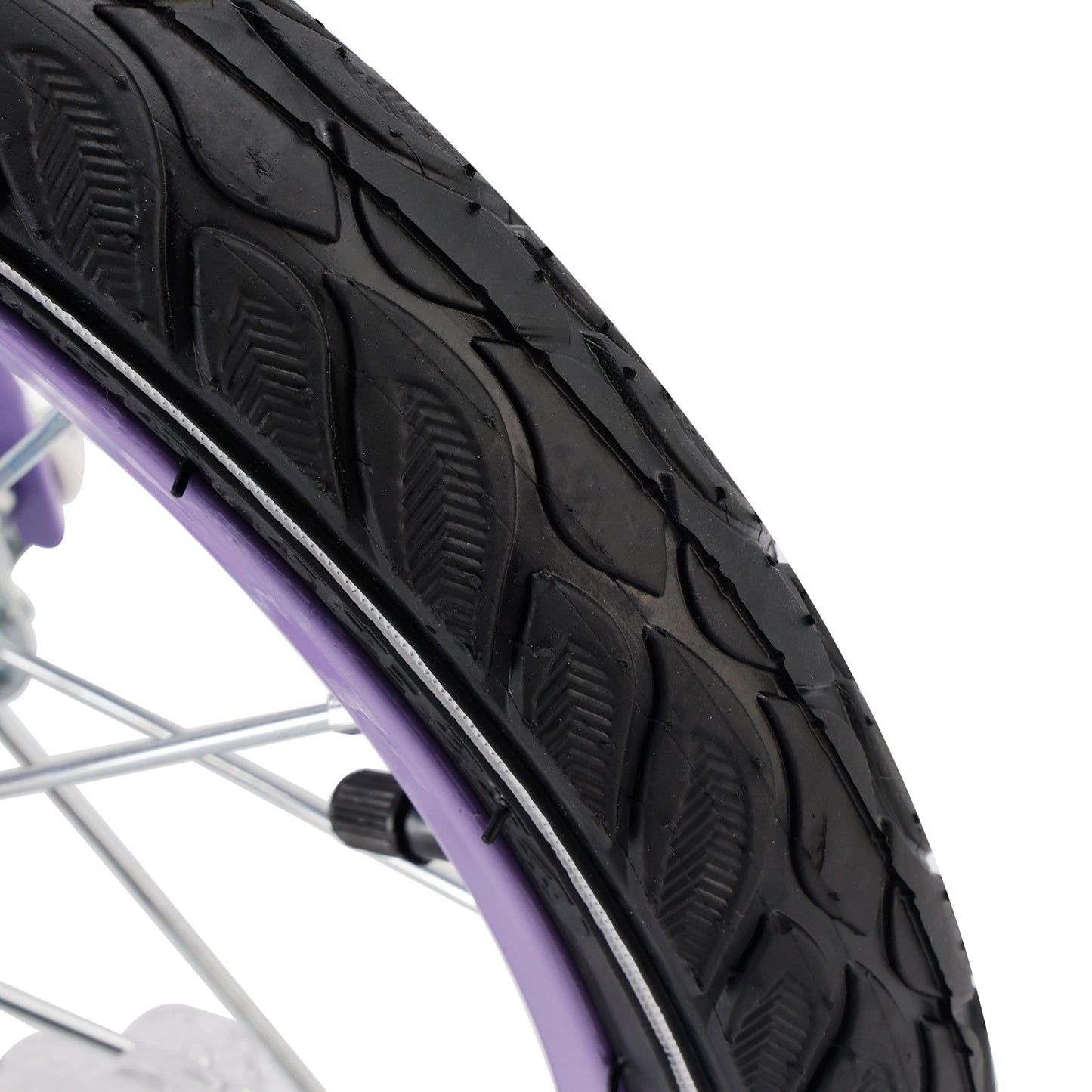 Bicicletta da principessa per bambini da 18" per ragazze, con ruote da allenamento rimovibili, rosa/viola
