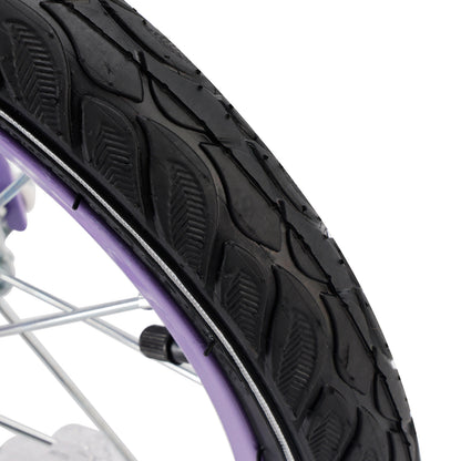 Bicicletta da principessa per bambini da 18" per ragazze, con ruote da allenamento rimovibili, rosa/viola