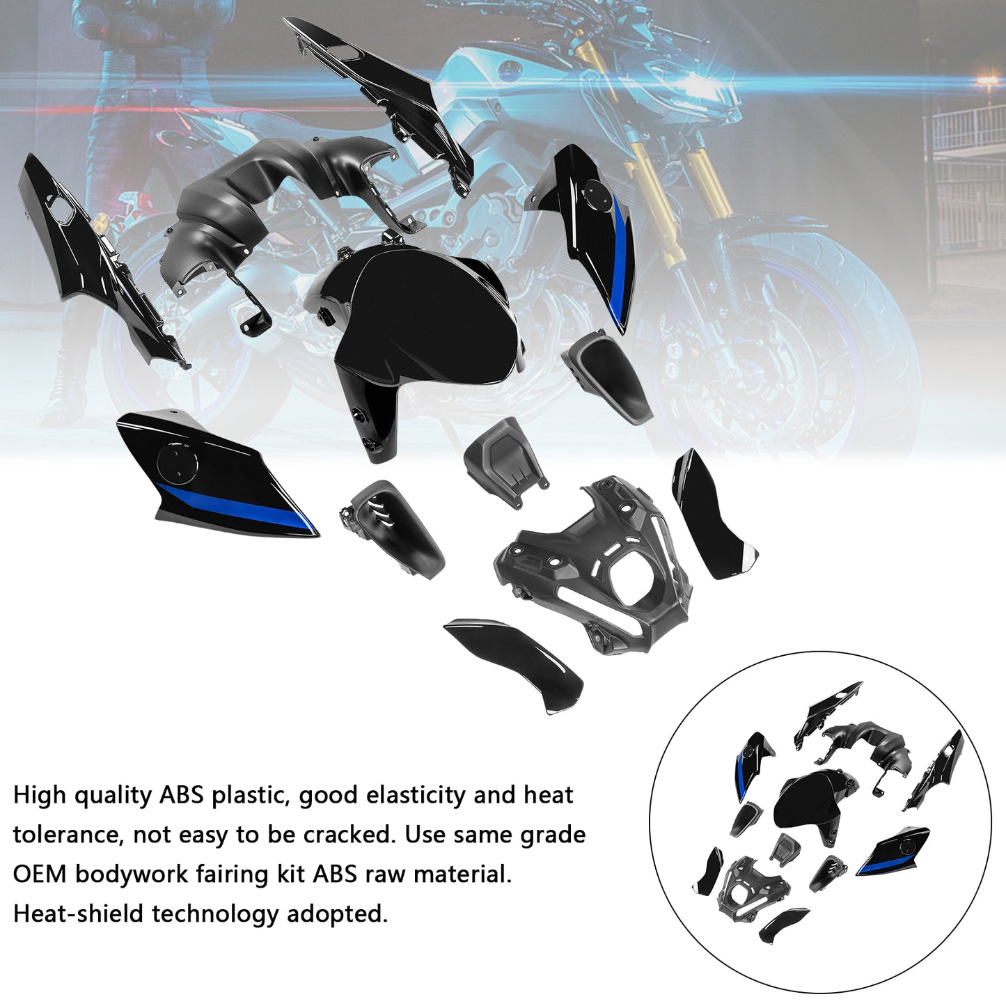 Kit carena carrozzeria iniezione ABS per Yamaha MT-09 / MT-09 SP 2021-2023