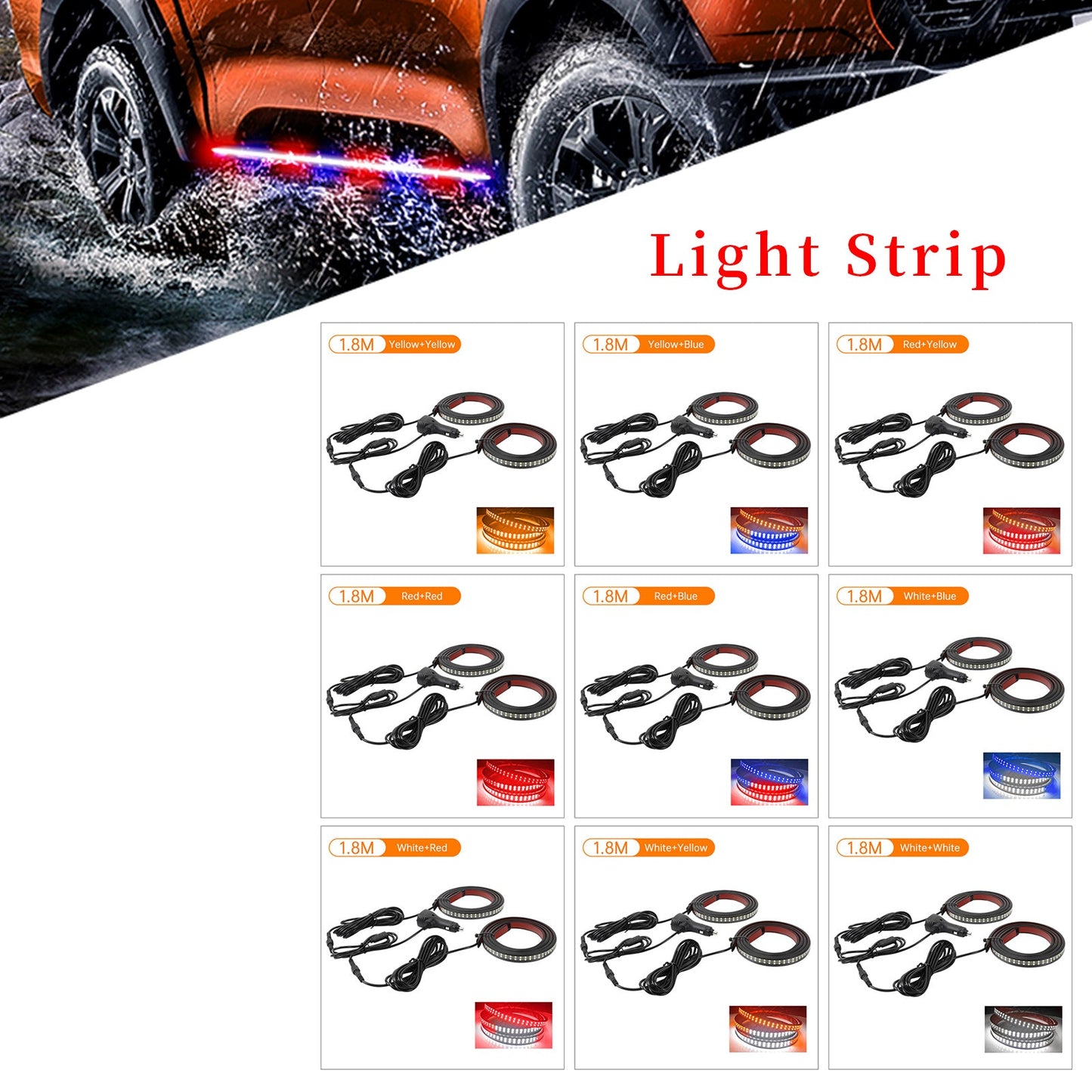 Strisce luminose a LED bicolore per pedane laterali per pick-up