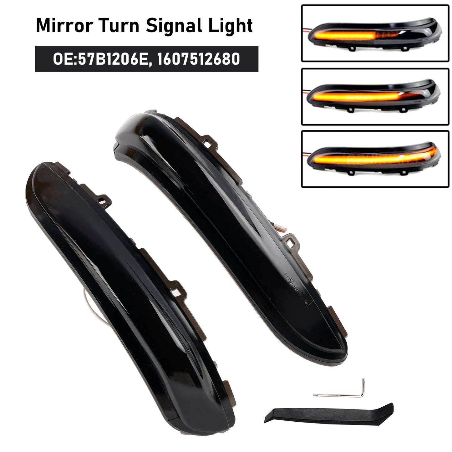 Luce di direzione sequenziale a LED fumé per specchietto laterale Peugeot Citroen