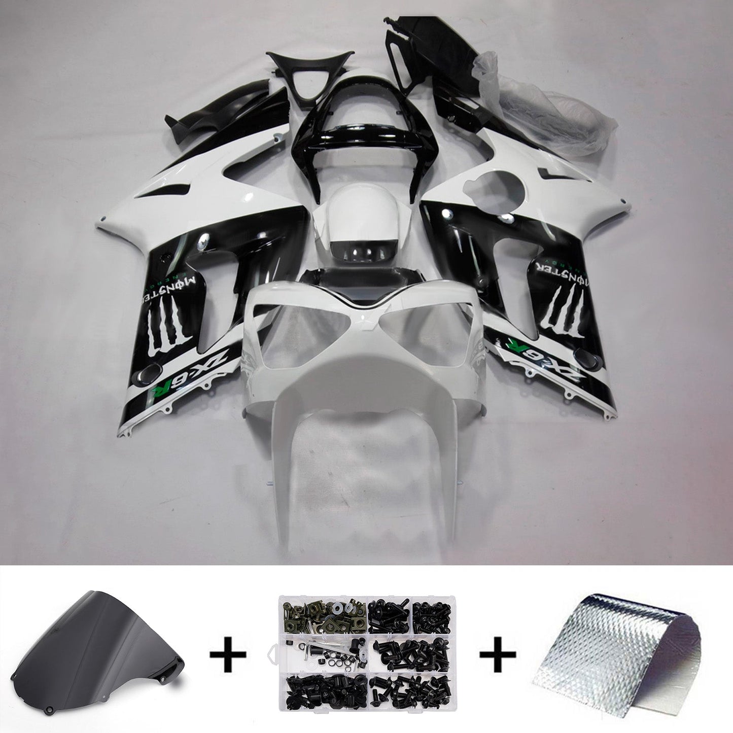 Kit carenatura iniezione in plastica ABS adatto per Kawasaki ZX6R 636 2003-2004