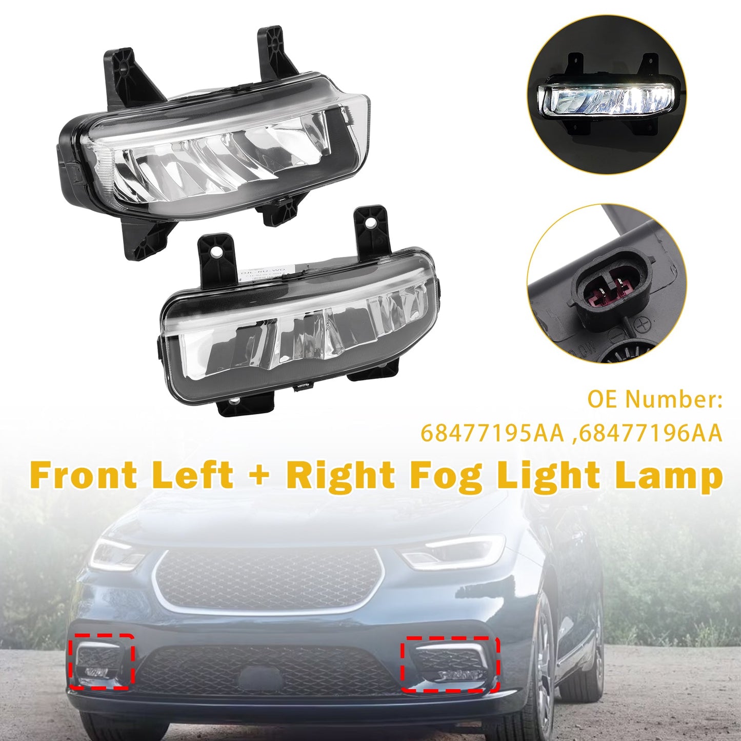 Fari fendinebbia a LED sinistro e destro per Ram 2500/3500/4500/5500 2021-2024 68477196AA